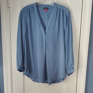 Vince Camuto Elegant Blue V-Neck Blouse